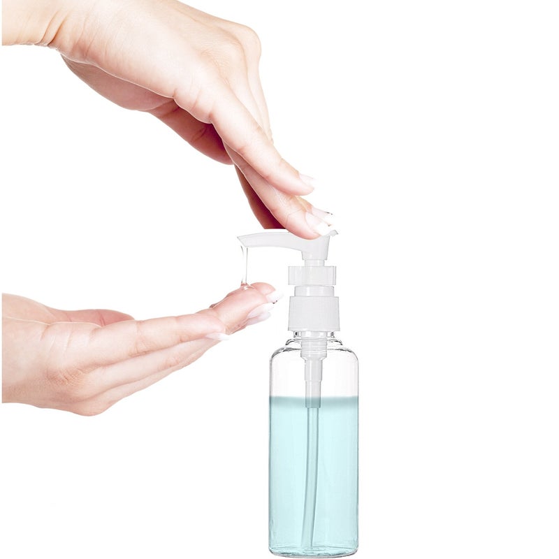 TecUnite 6 Pack Small Pump Bottles Clear Travel Bottle Plastic Empty Spray Dispenser Hand Lotion Sanitizer Refillable Accessories Set with Small Funnel for Flight, Airport, Holiday(100 ml,White) - Image 4